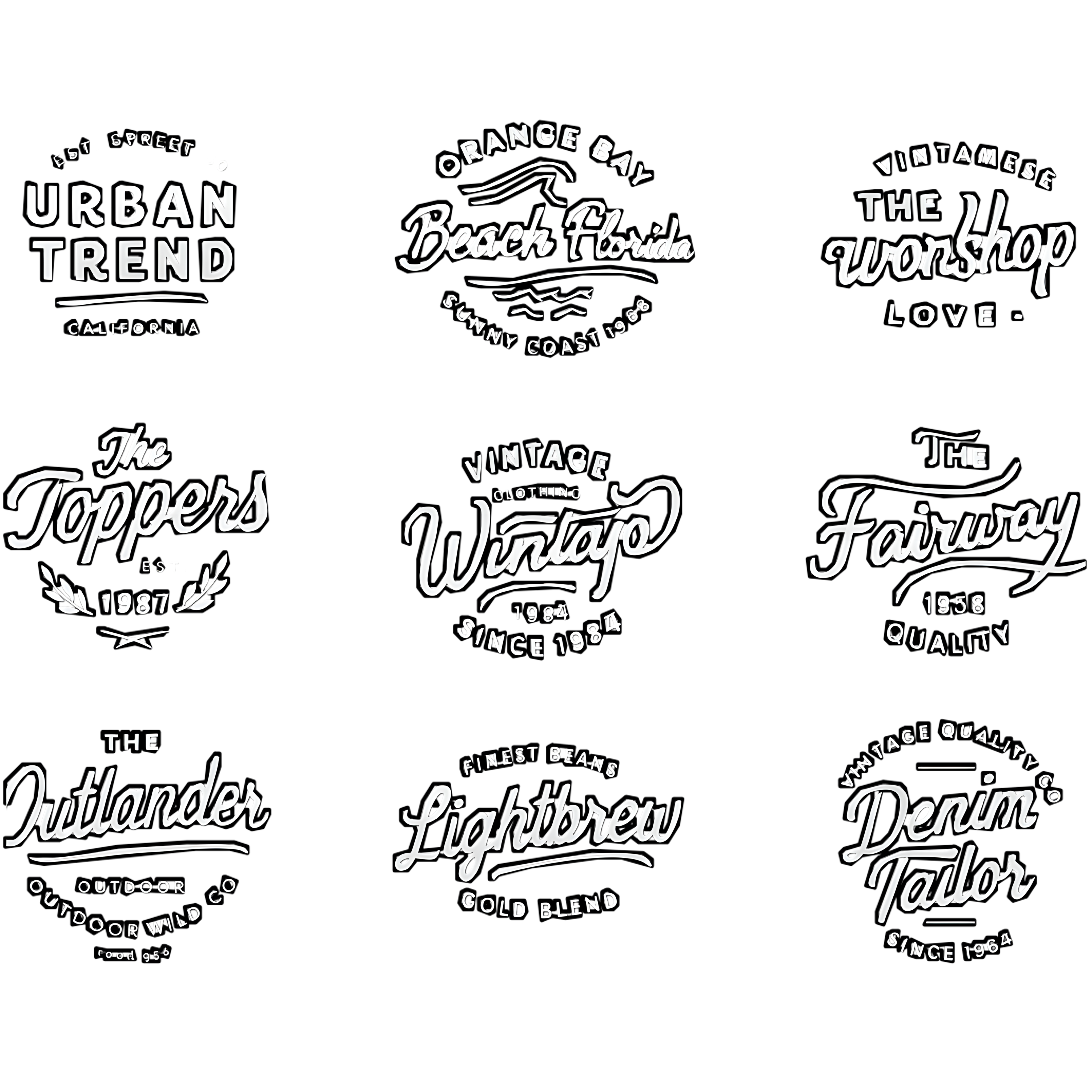 Exemplos variados de logotipos criados